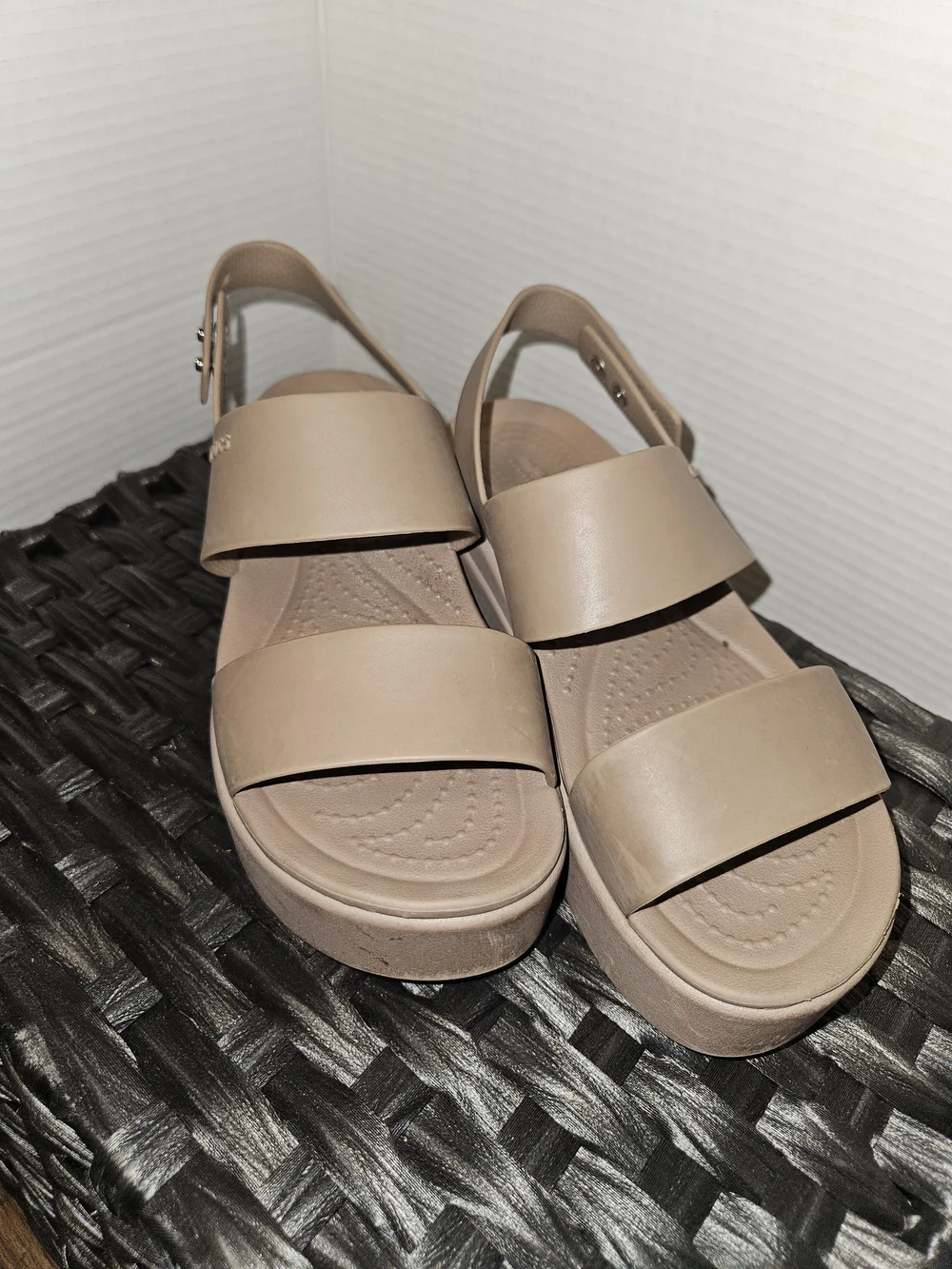 CROCS Kids Platform Sandals in Taupe